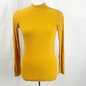 CLEARANCE -- 🍂 Twik Mustard Yellow Ribbed Mock-Neck Top (XS/S) 🍂
